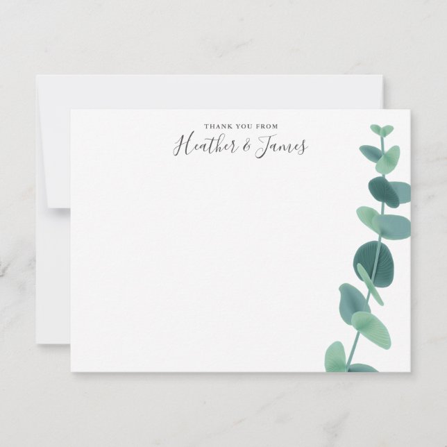 Lovely Eucalyptus Wedding Thank You Cards (Front)