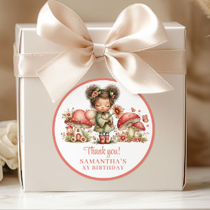 Lovely Fairy Blush Floral Girl Birthday Thank You  Classic Round Sticker