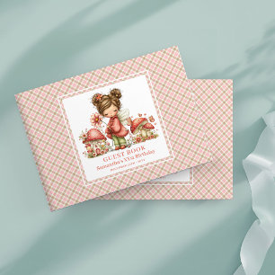 Lovely Fairy Blush Floral Mushroom Guest Book