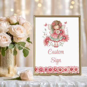Lovely Fairy Girl Blush Floral Birthday Custom   Poster