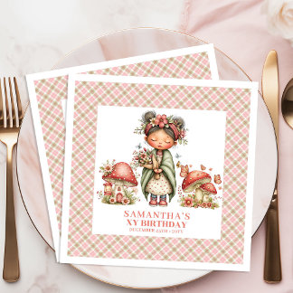 Lovely Fairy Pink Blush Floral Birthday Celebratio Napkin