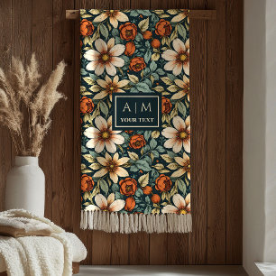 Lovely Fall Flowers Sage Olive Copper Rust Blanket