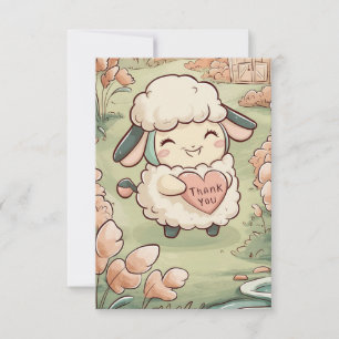 Lovely Farmyard Sheep Thank You Card