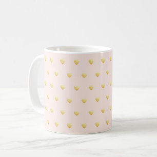 Lovely Faux Gold Hearts on Pale Blush Coffee Mug