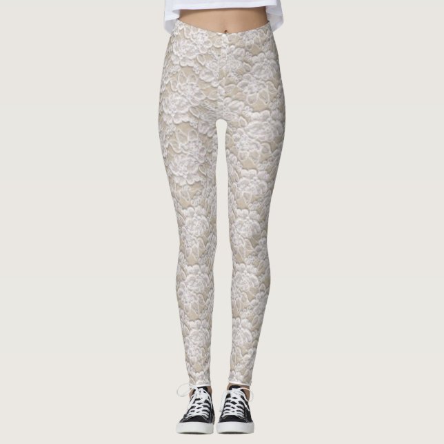 Lovely Faux Lace, Feminine Fashion Leggings (Front)