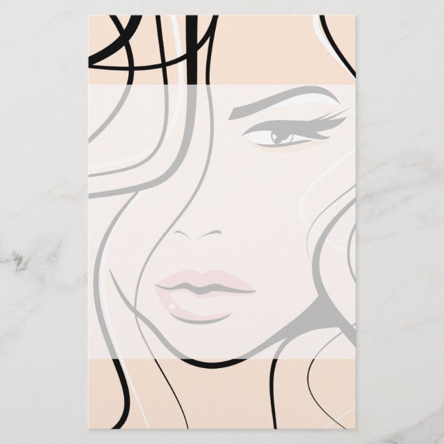 Lovely female face stationery (Front)