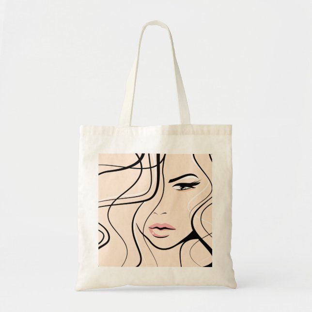 Lovely female face tote bag (Front)