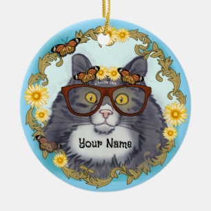 Lovely Floof Cat  Ceramic Tree Decoration