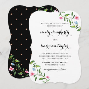 Lovely Floral and Dots Wedding Invitation