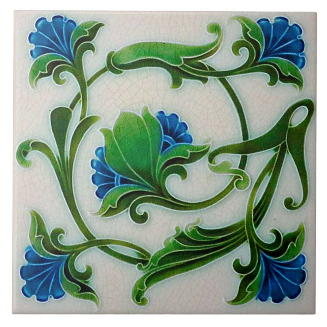 Lovely Floral Art Nouveau Style Tile (Front)