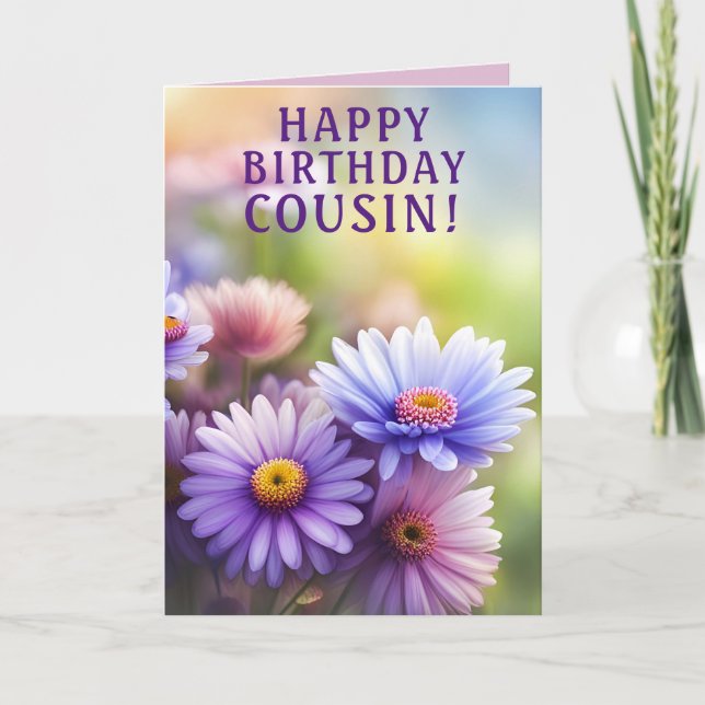 Lovely Floral Birthday Card for Cousin (Front)