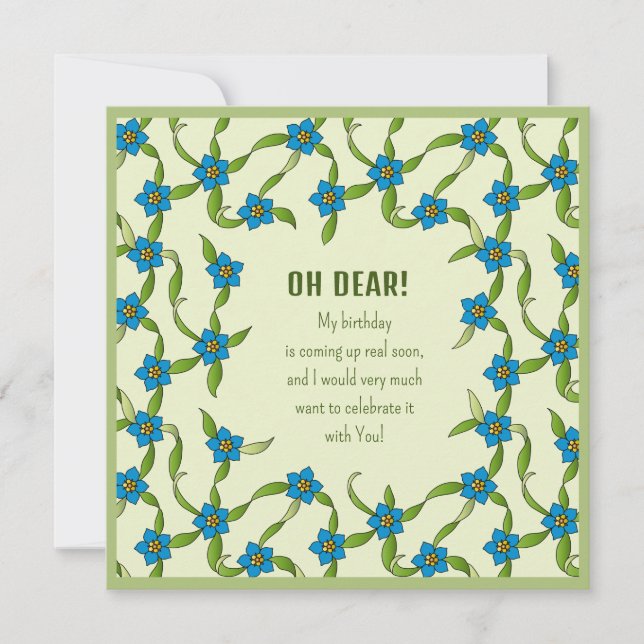 Lovely floral birthday CC1278 I myself invitation (Front)