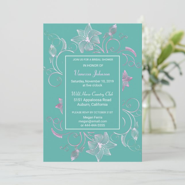 Lovely Floral Bridal Shower Invitation (Standing Front)