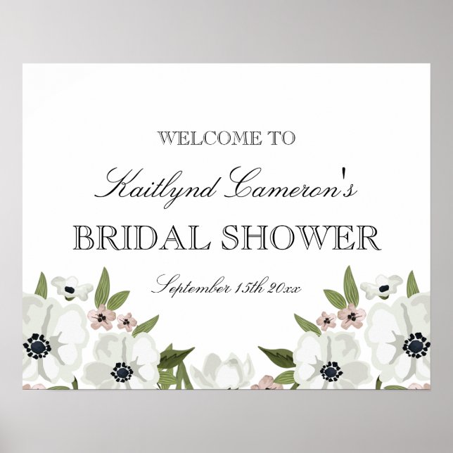 Lovely Floral Bridal Shower Sign (Front)