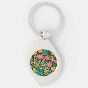 Lovely floral colorful field key ring
