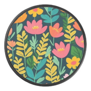 Lovely floral colourful field hockey puck