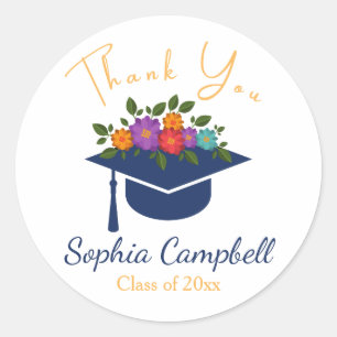 Lovely Floral Graduation Classic Round Sticker