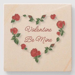 Lovely Floral Heart Stone Coaster