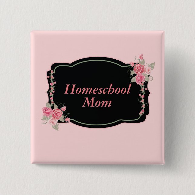 Lovely Floral Homeschool Mum 15 Cm Square Badge (Front)