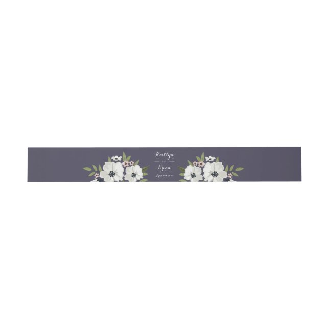 Lovely Floral Invitation Belly Band - purple (Flat)