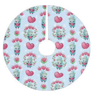 Lovely Floral Mason Jar Hearts Pattern Brushed Polyester Tree Skirt