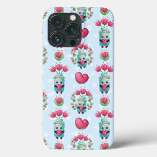 Lovely Floral Mason Jar Hearts Pattern iPhone 13 Pro Case