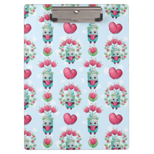 Lovely Floral Mason Jar Hearts Pattern Clipboard