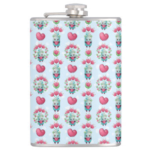 Lovely Floral Mason Jar Hearts Pattern Hip Flask