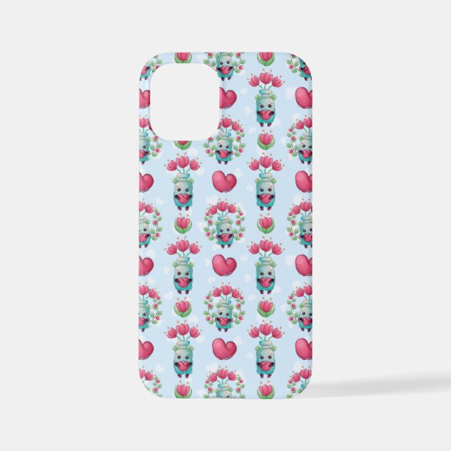Lovely Floral Mason Jar Hearts Pattern iPhone Case (Back)
