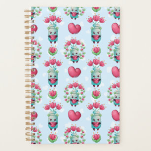 Lovely Floral Mason Jar Hearts Pattern Planner