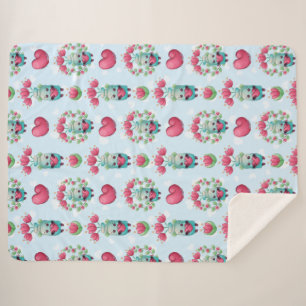 Lovely Floral Mason Jar Hearts Pattern Sherpa Blanket