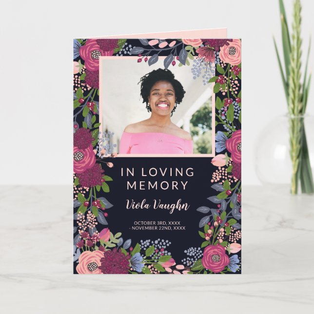 Lovely Floral Photo Funeral Program Invitation (Front)