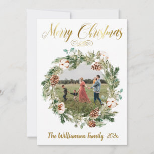 Lovely Floral Photo Wreath Christmas Card