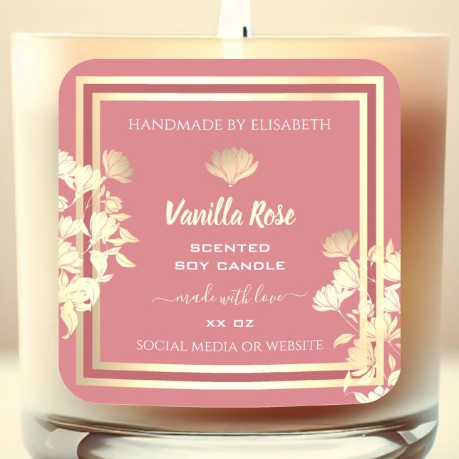 Lovely Floral Pink Gold Product Packaging Labels (Creator Uploaded)