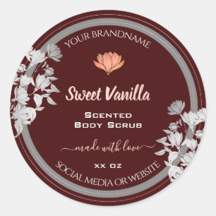 Lovely Floral Product Labels Burgundy Rose Gold