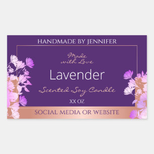 Lovely Floral Product Labels Purple and Rose Gold