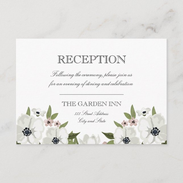 Lovely Floral Reception Card (Front)