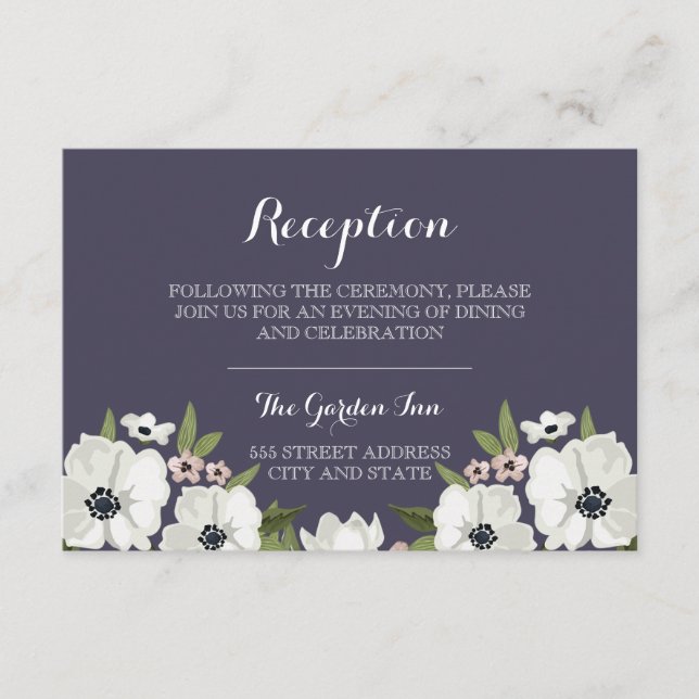 Lovely Floral Reception Card - purple (Front)