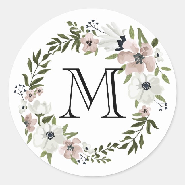 Lovely Floral Round Sticker (Front)