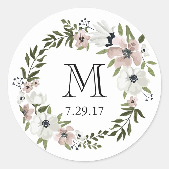 Lovely Floral Round Sticker (Front)