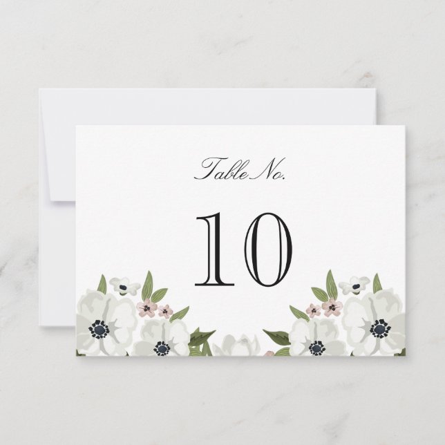 Lovely Floral Table Number Card (Front)