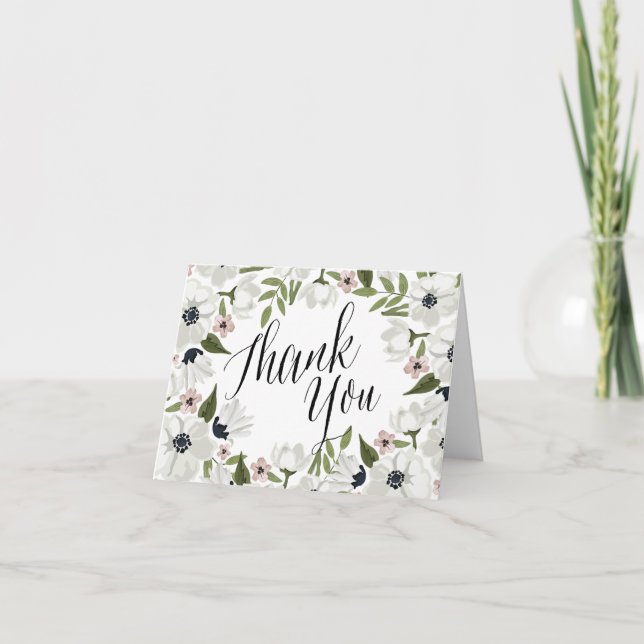 Lovely Floral Thank You Note Card (Front)