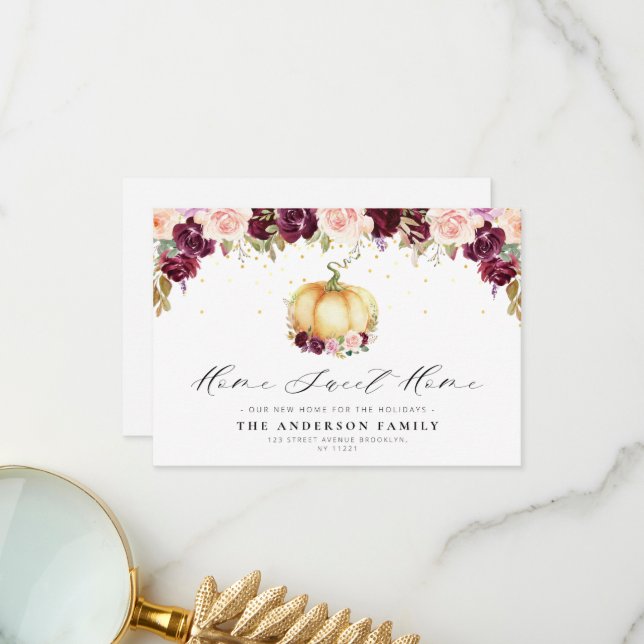 lovely floral thanksgiving moving announcement (Front/Back In Situ)