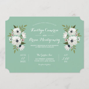 Lovely Floral Wedding Invitation -mint