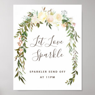 Lovely Floral Wedding Let Love Sparkle Sign