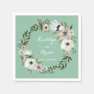 Lovely Floral Wedding Napkin - mint