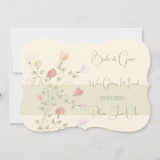 Lovely Floral With Green Invitation (Front)