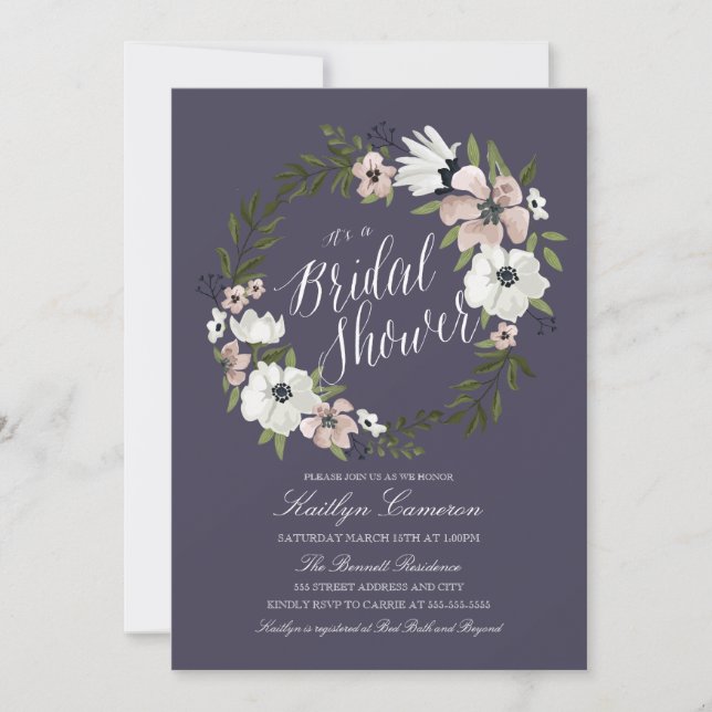 Lovely Floral Wreath- Bridal Shower Invitation (Front)