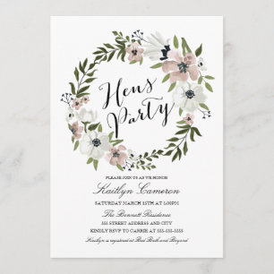 Lovely Floral Wreath- Hens Party Invitation