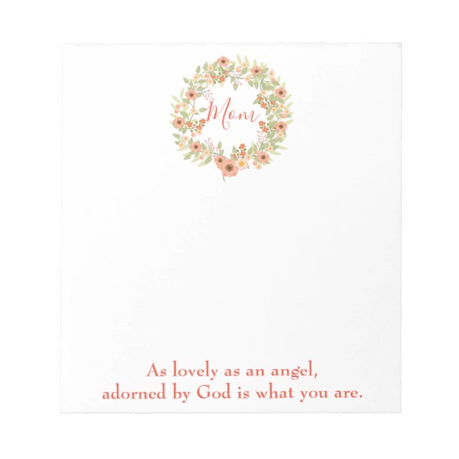 Lovely floral wreath mum notepad (Front)